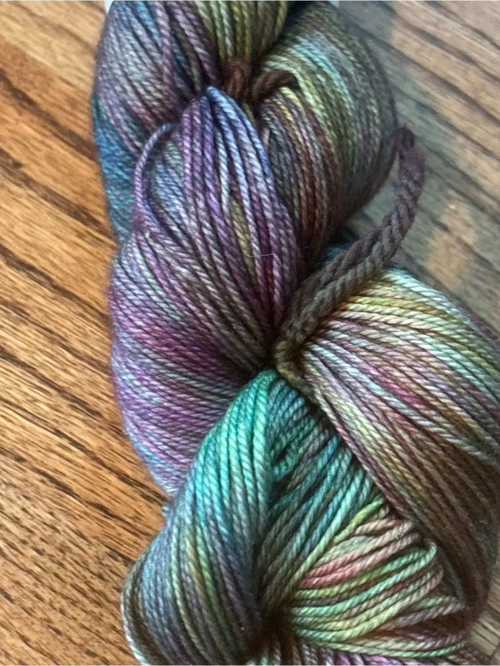 Dream in Color Smooshy Cashmere Yarn Purple Green Kiss Me Kate Fingering Knit